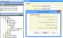 Janela de Grupo de usuário com a caixa de seleção Pode modificar compromissos
